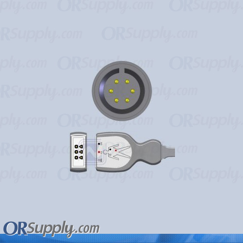 3-Lead ECG Cable with 6-Pin Monitor Connector and Tru-Link AHA Patient Connectors