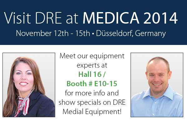 Meet our equipment experts at Hall 16 / Booth #E10-15 for more info and show specials on DRE Medical Equipment!
